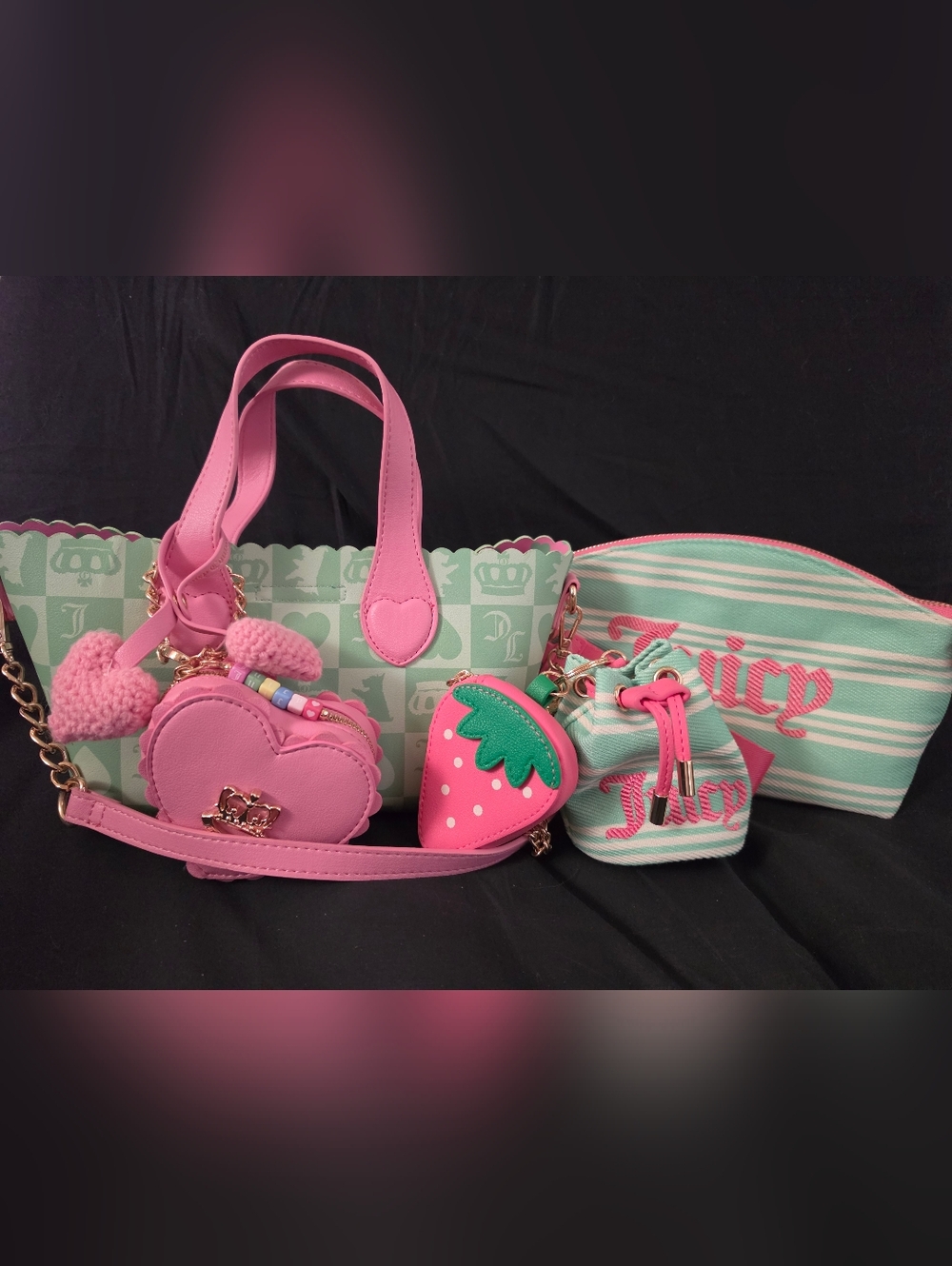 Juicy Couture Pink & Retro Green Bag Set